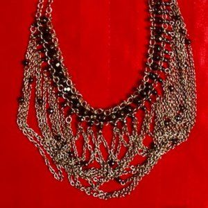 Silver Necklace with Black Beads